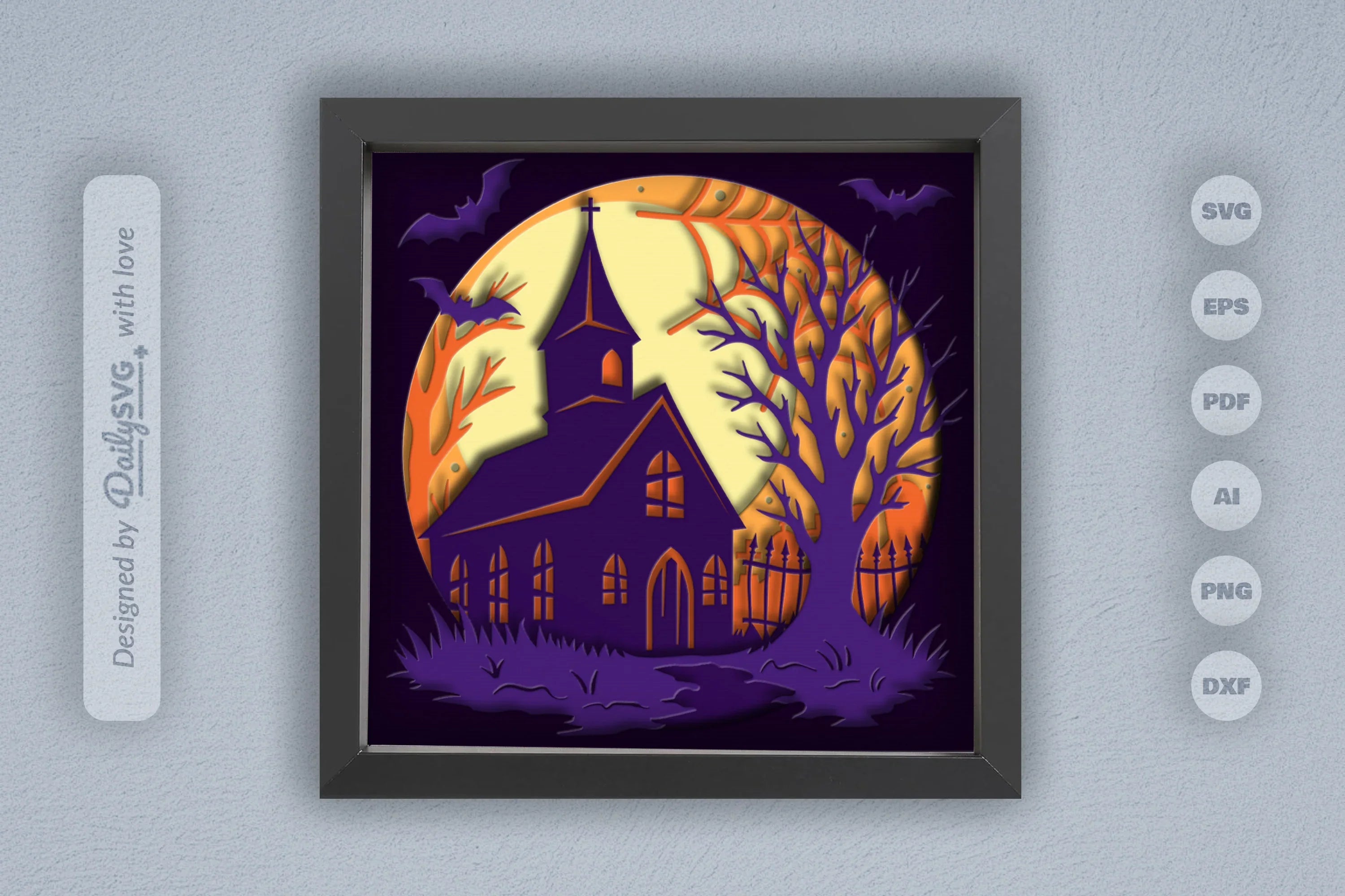 Spooky Halloween Night Scene with Old Church - CraftNest - Digital Crafting and Art