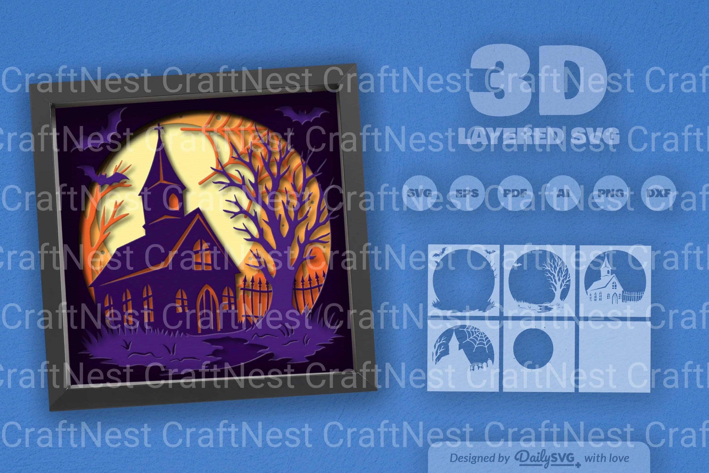 Spooky Halloween Night Scene with Old Church