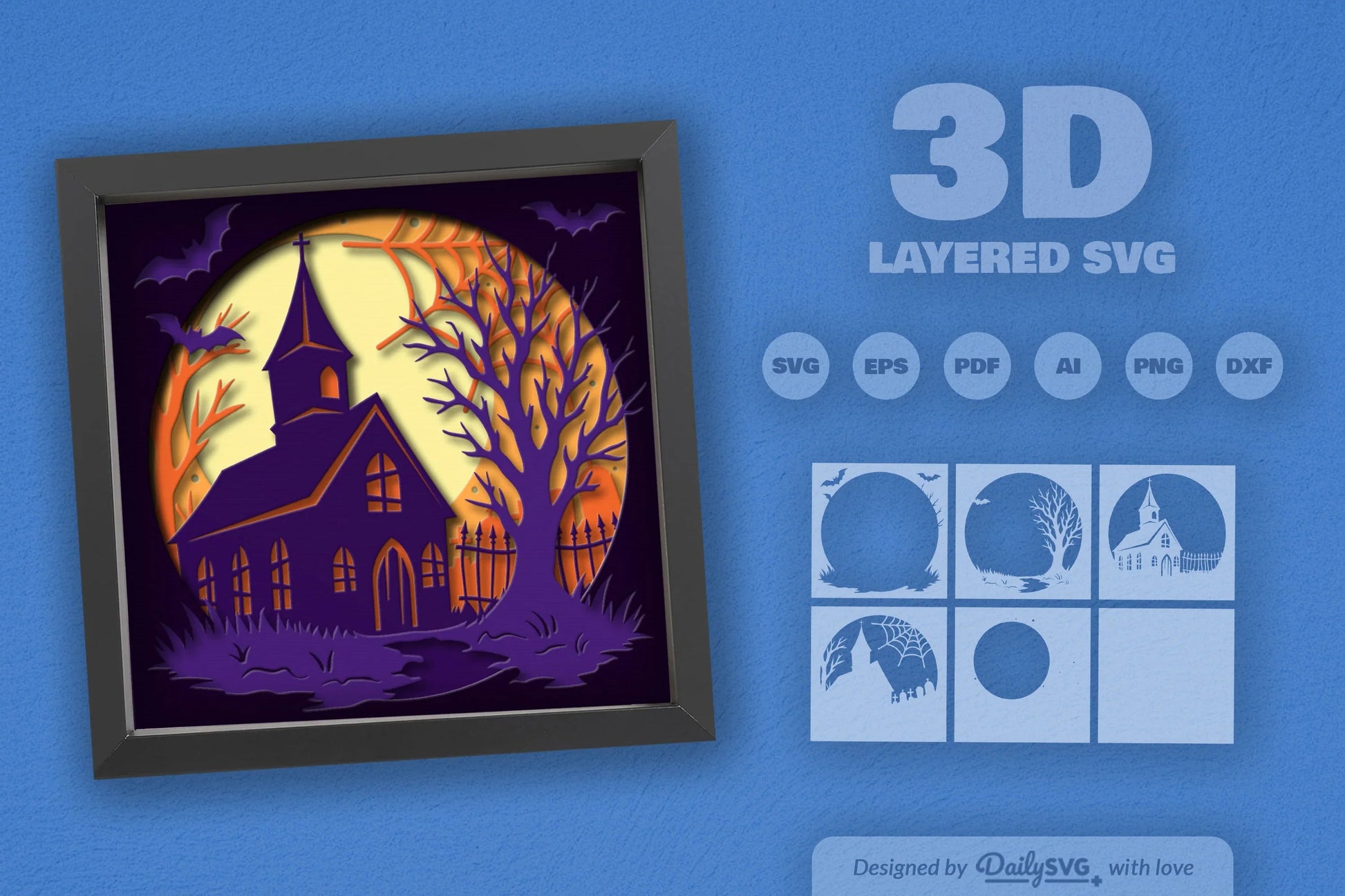 Spooky Halloween Night Scene with Old Church - CraftNest - Digital Crafting and Art