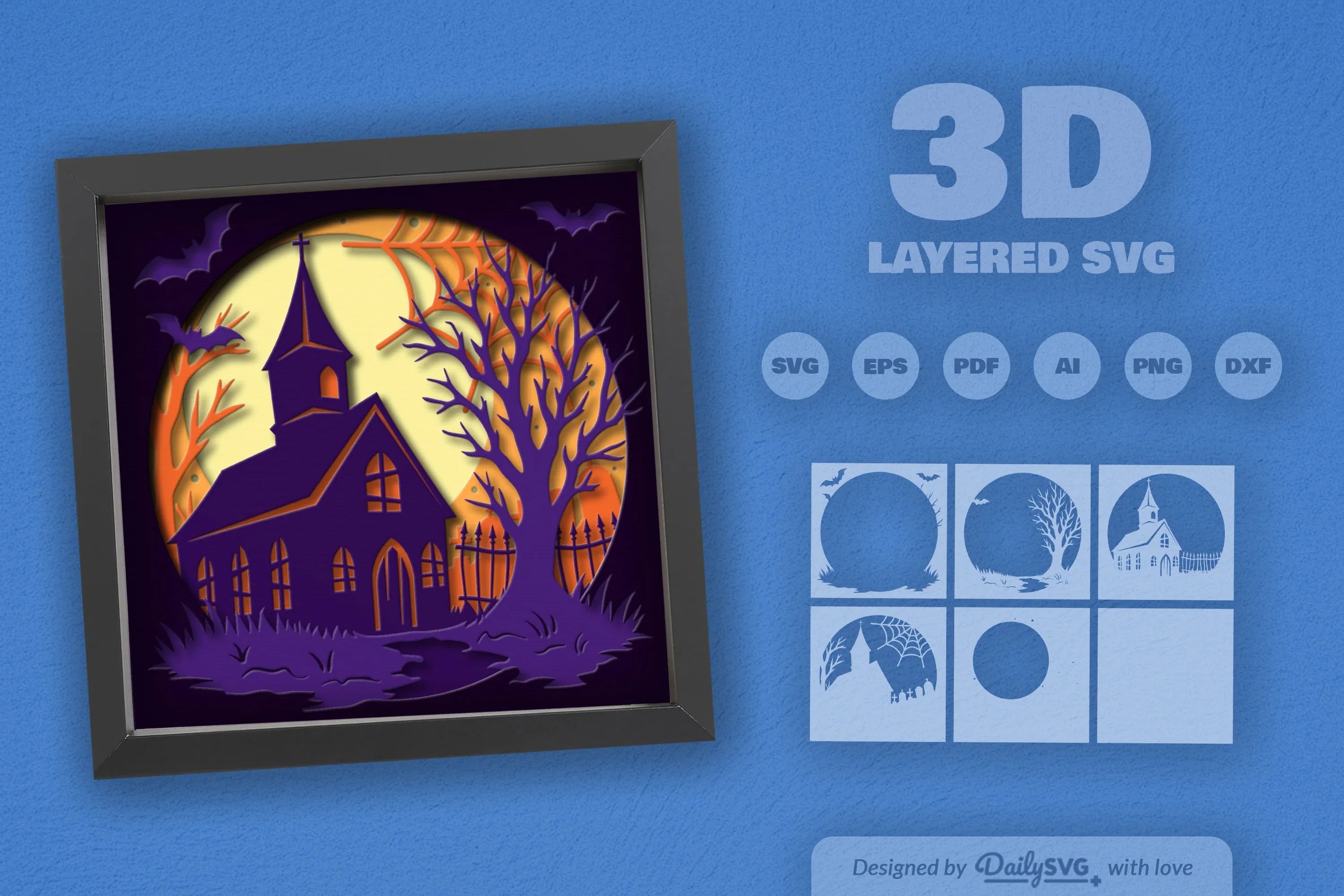 Spooky Halloween Night Scene with Old Church - CraftNest - Digital Crafting and Art