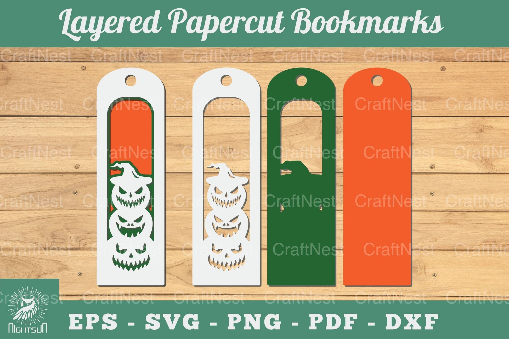 Halloween Pumpkin 3D Papercut Bookmarks Bundle - CraftNest - Digital Crafting and Art