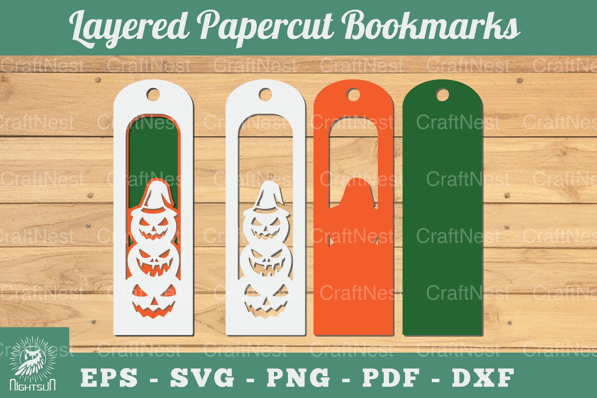 Halloween Pumpkin 3D Papercut Bookmarks Bundle - CraftNest - Digital Crafting and Art