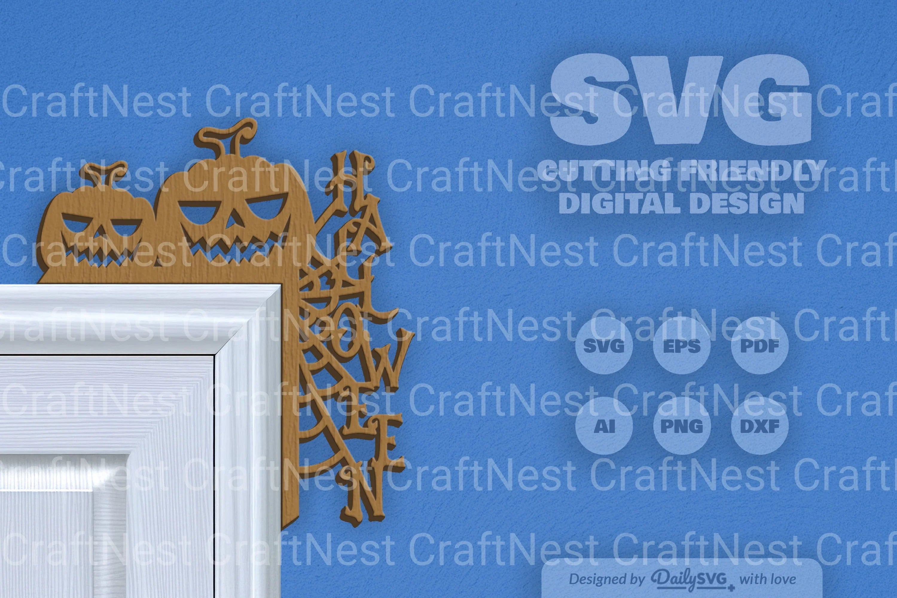 Halloween Pumpkin Door Corner Laser Cut Clipart SVG Bundle