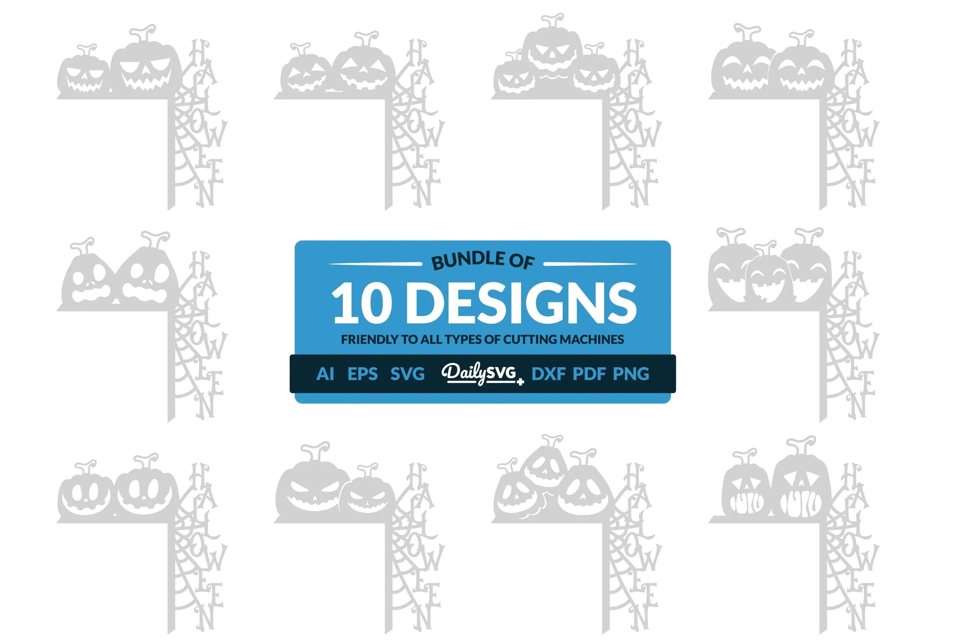 Halloween Pumpkin Door Corner Laser Cut Clipart SVG Bundle - CraftNest - Digital Crafting and Art
