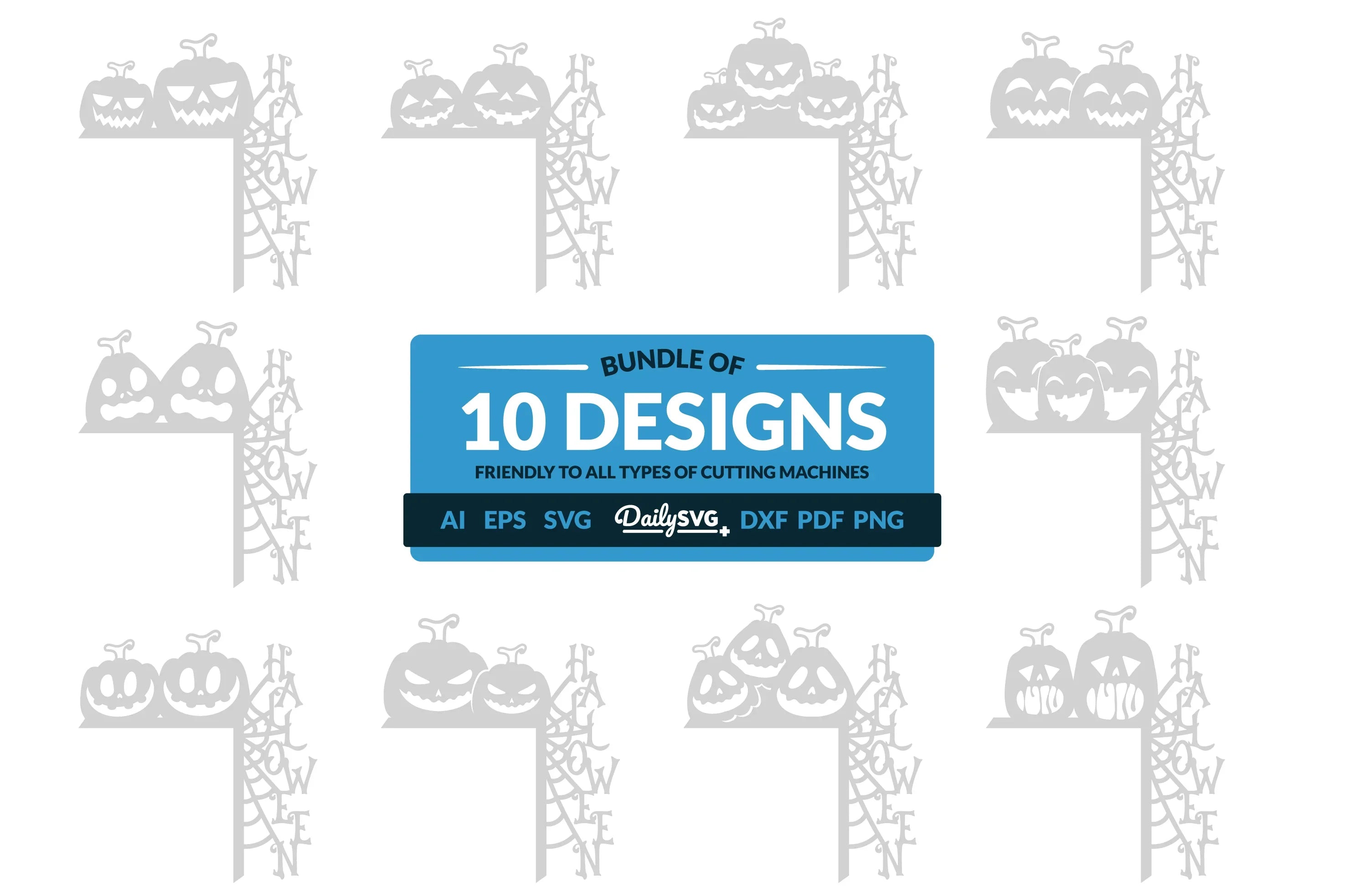 Halloween Pumpkin Door Corner Laser Cut Clipart SVG Bundle - CraftNest - Digital Crafting and Art