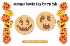 Halloween Pumpkin Face Coaster SVG Bundle - CraftNest - Digital Crafting and Art