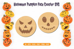 Halloween Pumpkin Face Coaster SVG Bundle - CraftNest - Digital Crafting and Art