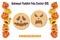 Halloween Pumpkin Face Coaster SVG Bundle - CraftNest - Digital Crafting and Art