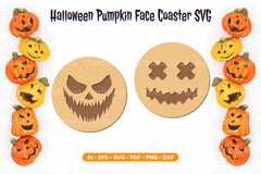 Halloween Pumpkin Face Coaster SVG Bundle - Clipart Bundle - CraftNest - Digital Crafting and Art