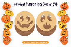 Halloween Pumpkin Face Coaster SVG Bundle - CraftNest - Digital Crafting and Art