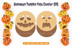 Halloween Pumpkin Face Coaster SVG Bundle - CraftNest - Digital Crafting and Art