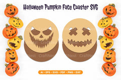 Halloween Pumpkin Face Coaster SVG Bundle - Clipart Bundle - CraftNest - Digital Crafting and Art