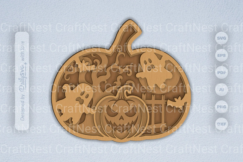 Halloween Pumpkin Ghost Laser Cut SVG Bundle - CraftNest - Digital Crafting and Art