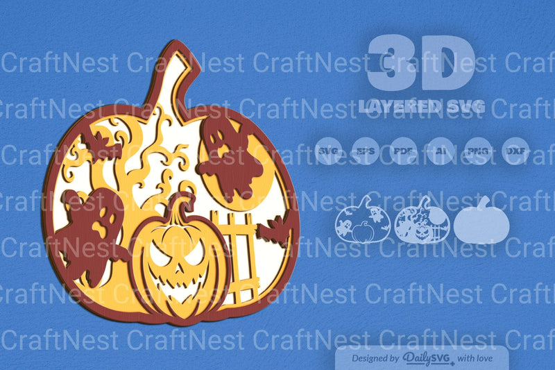 Halloween Pumpkin Ghost Laser Cut SVG Bundle - CraftNest - Digital Crafting and Art