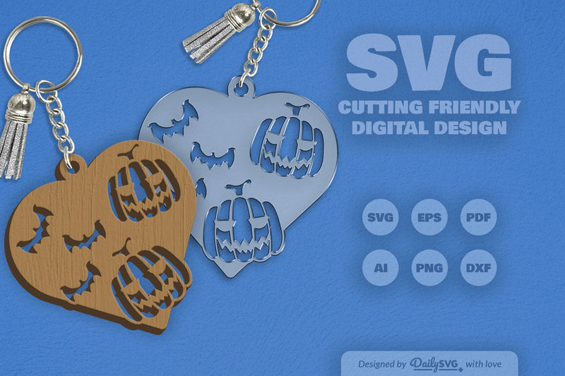 Halloween Pumpkin Heart Keychain Clipart SVG Bundle - CraftNest - Digital Crafting and Art
