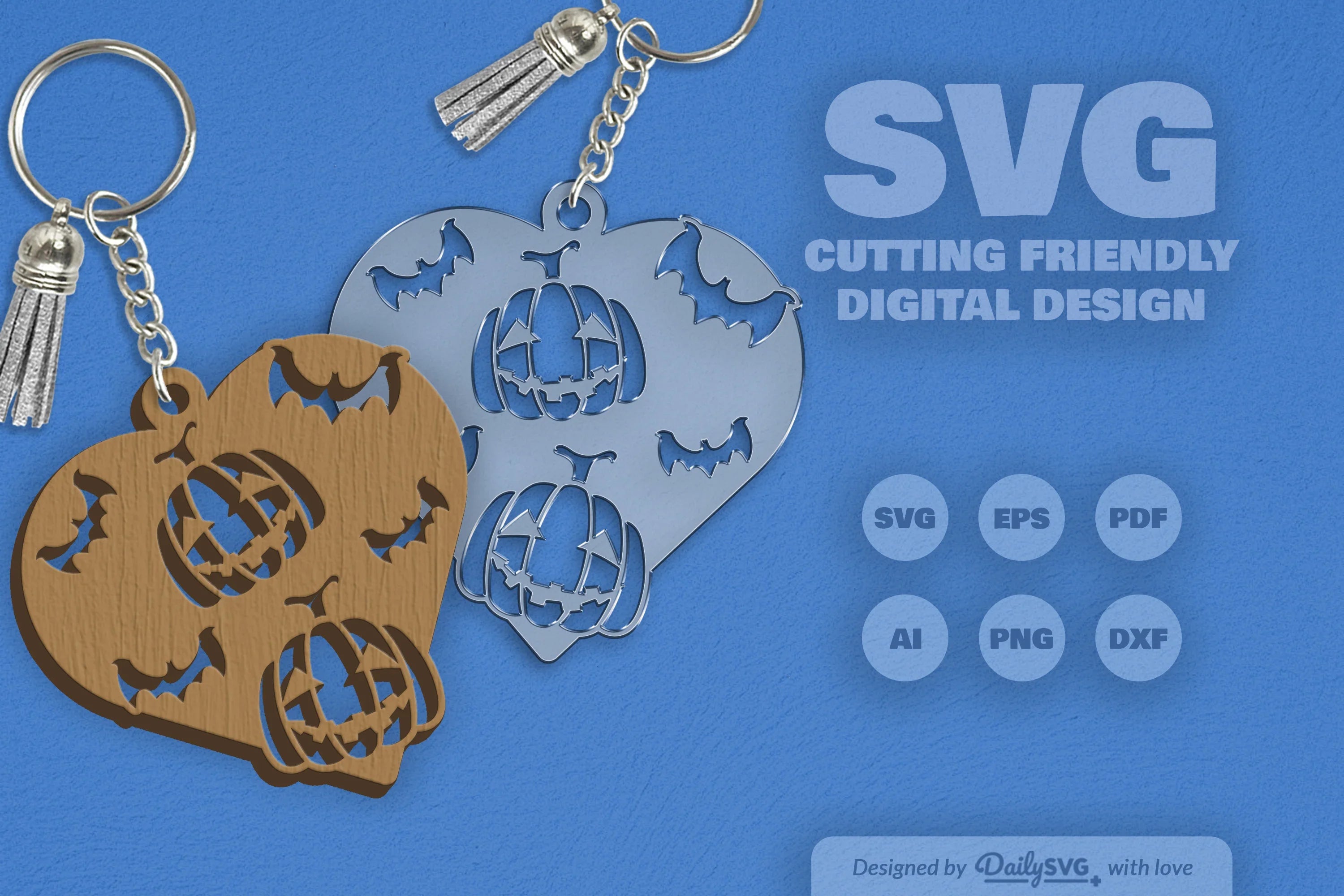 Halloween Pumpkin Heart Keychain Clipart SVG Bundle - CraftNest - Digital Crafting and Art