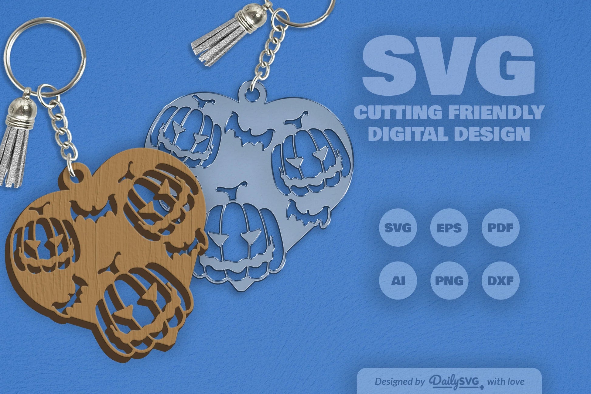 Halloween Pumpkin Heart Keychain Clipart SVG Bundle - CraftNest - Digital Crafting and Art