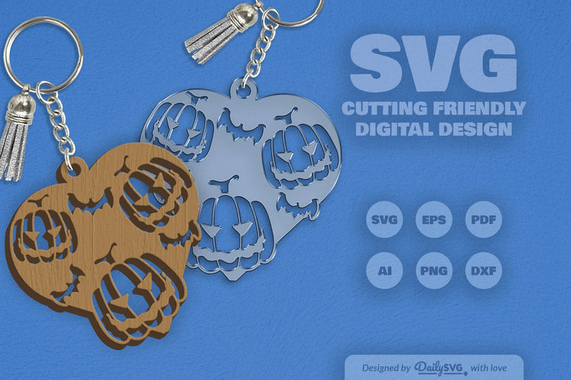 Halloween Pumpkin Heart Keychain Clipart SVG Bundle - CraftNest - Digital Crafting and Art