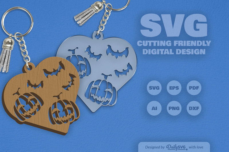 Halloween Pumpkin Heart Keychain Clipart SVG Bundle - CraftNest - Digital Crafting and Art