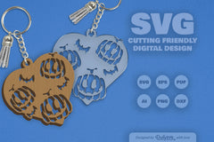 Halloween Pumpkin Heart Keychain Clipart SVG Bundle - CraftNest - Digital Crafting and Art