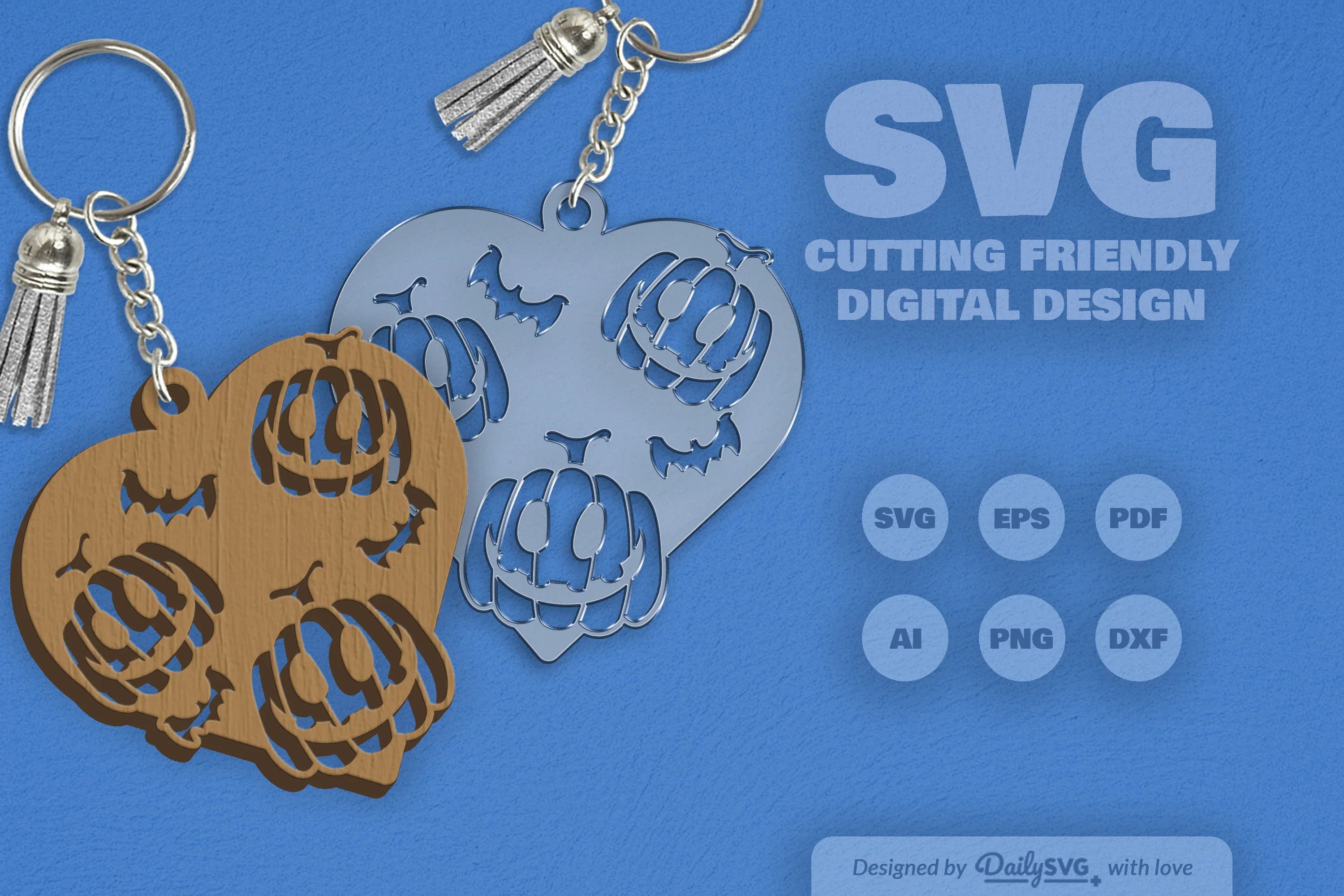 Halloween Pumpkin Heart Keychain Clipart SVG Bundle - CraftNest - Digital Crafting and Art