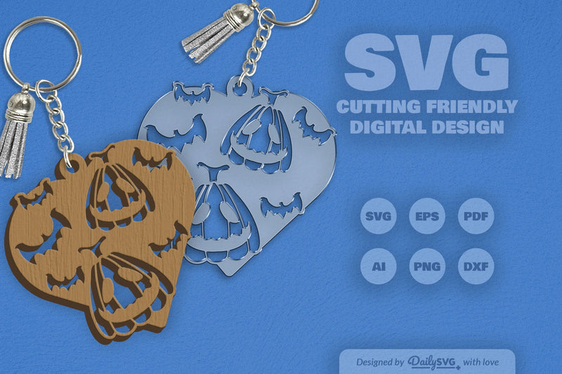 Halloween Pumpkin Heart Keychain Clipart SVG Bundle - CraftNest - Digital Crafting and Art