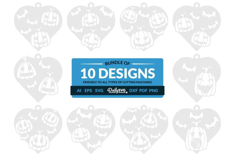 Halloween Pumpkin Heart Keychain Clipart SVG Bundle - CraftNest - Digital Crafting and Art