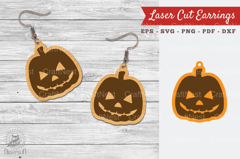 Halloween Pumpkin Laser Cut Earrings SVG Bundle - CraftNest - Digital Crafting and Art