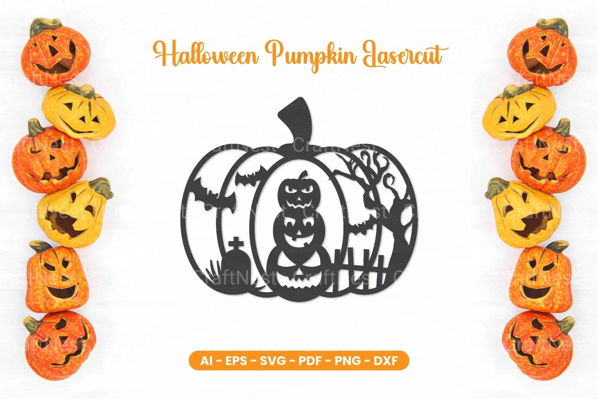 Halloween Pumpkin Lasercut SVG Bundle - CraftNest - Digital Crafting and Art