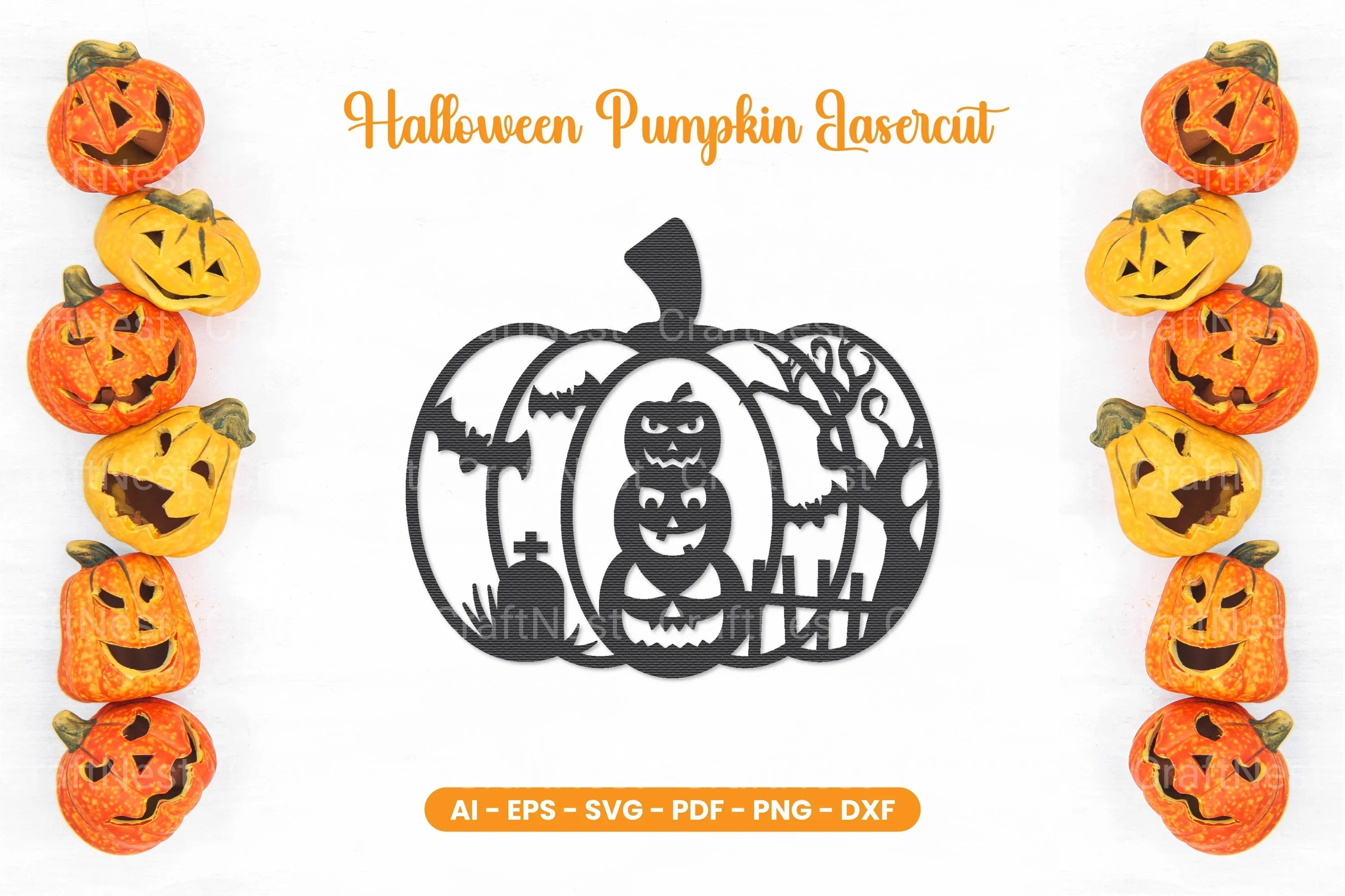 Halloween Pumpkin Lasercut SVG Bundle - CraftNest - Digital Crafting and Art