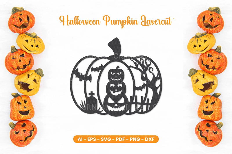 Halloween Pumpkin Lasercut SVG Bundle - CraftNest - Digital Crafting and Art