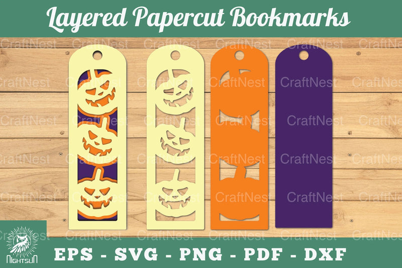 Halloween Pumpkin Layered Papercut Bookmarks Clipart Bundle - CraftNest - Digital Crafting and Art