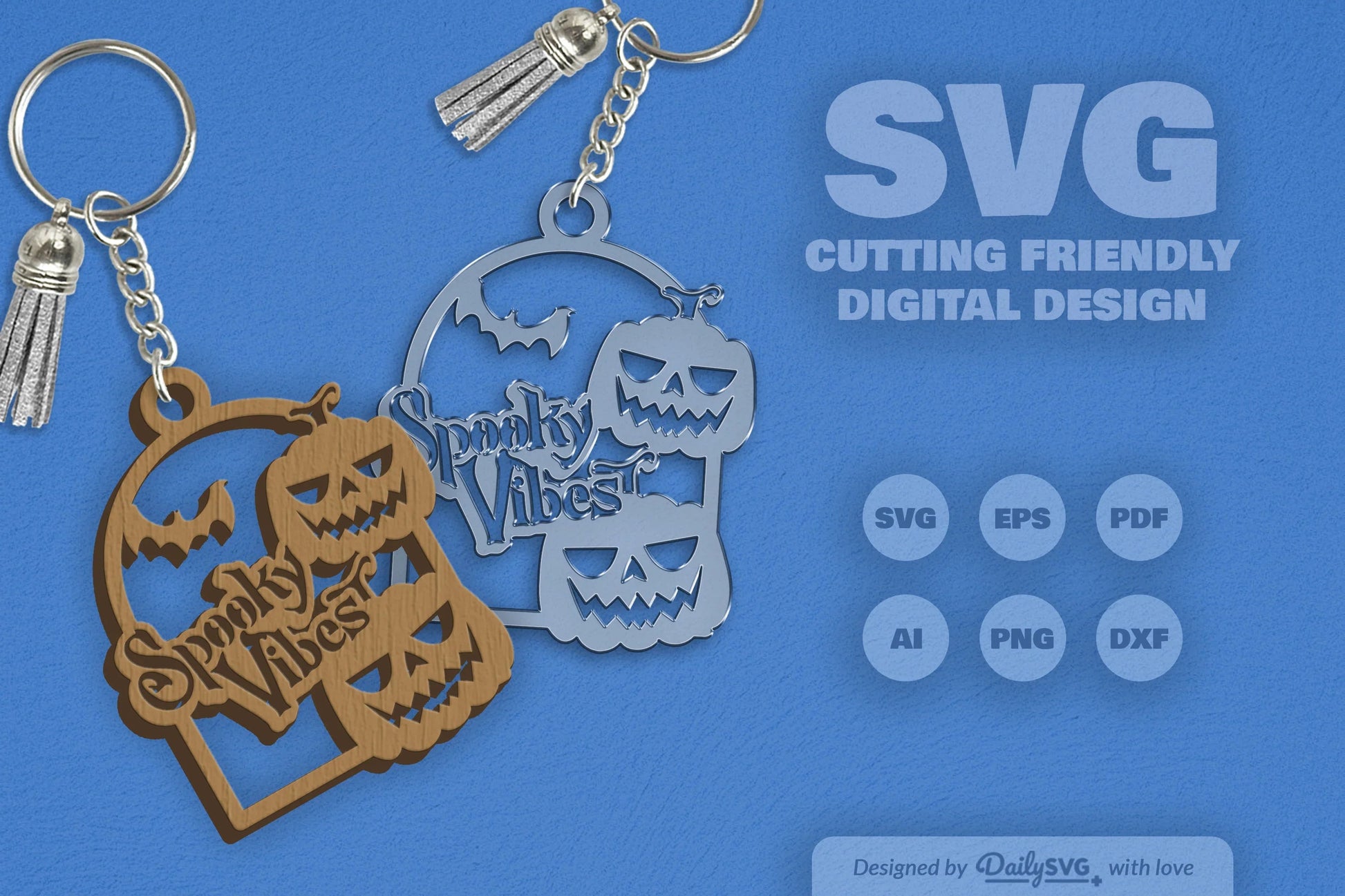 Halloween Pumpkin Spooky Vibes Keychain Clipart - CraftNest - Digital Crafting and Art