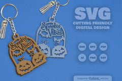 Halloween Pumpkin Spooky Vibes Keychain Clipart - CraftNest - Digital Crafting and Art