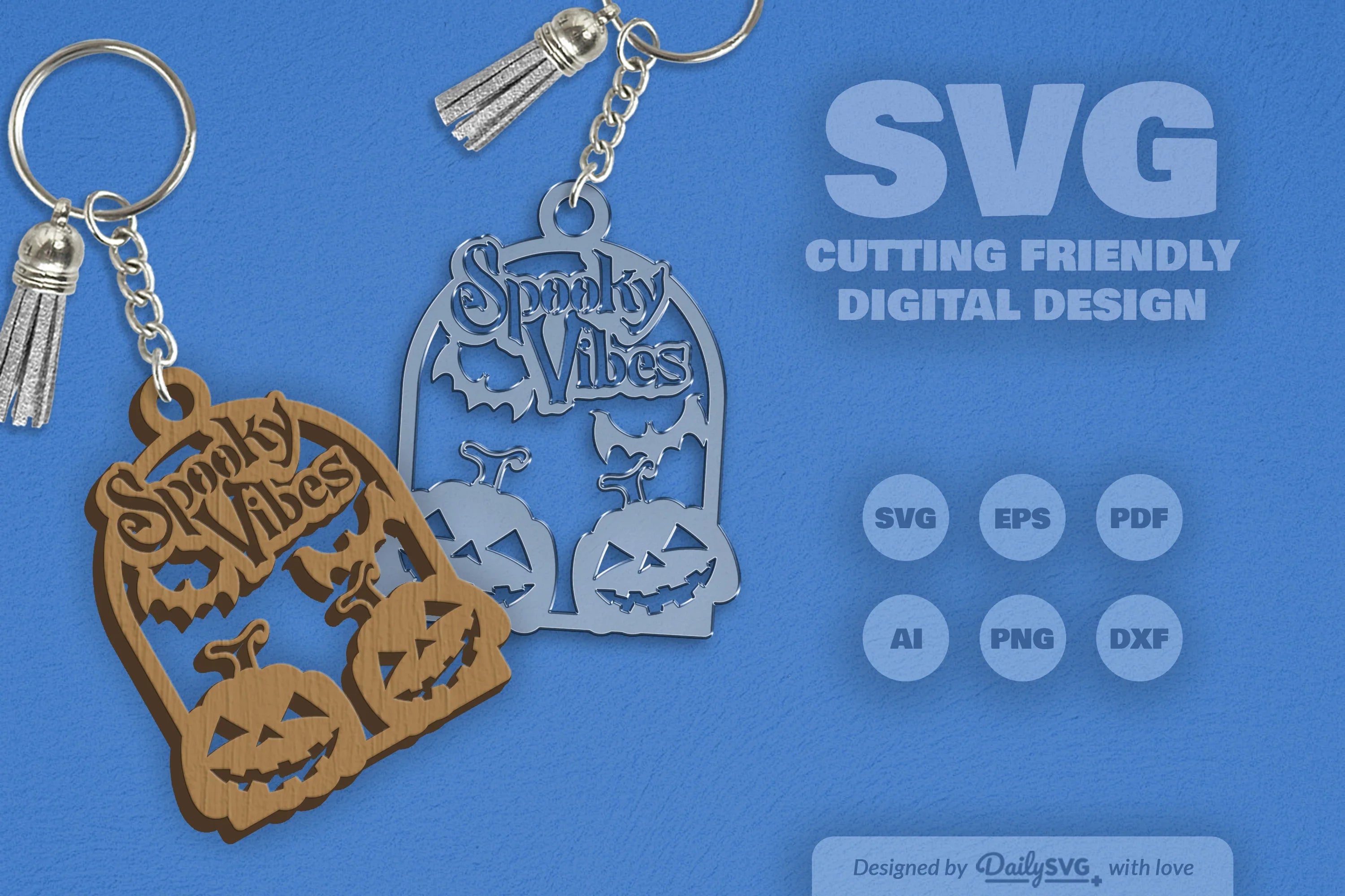 Halloween Pumpkin Spooky Vibes Keychain Clipart - CraftNest - Digital Crafting and Art