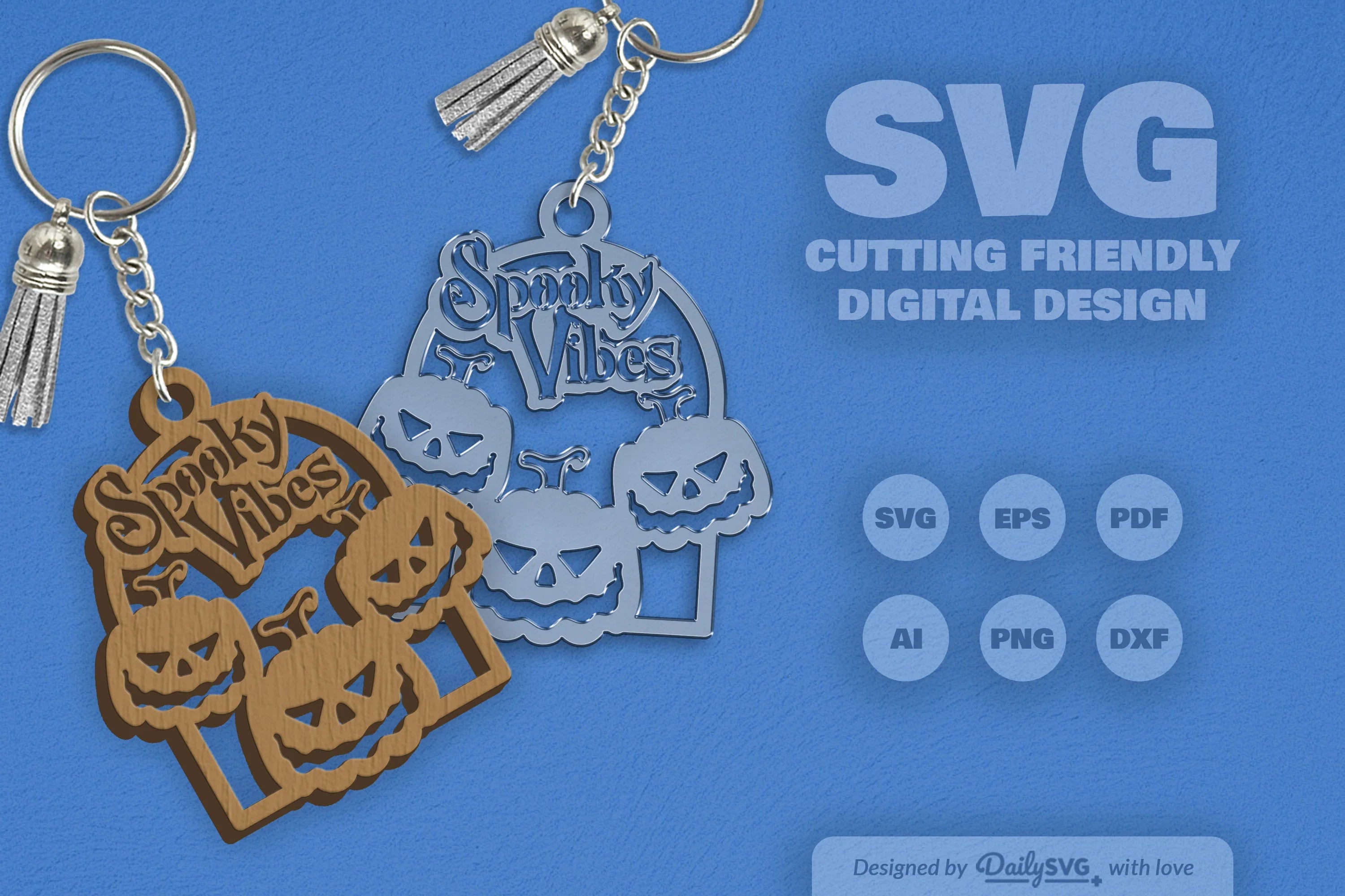 Halloween Pumpkin Spooky Vibes Keychain Clipart - CraftNest - Digital Crafting and Art