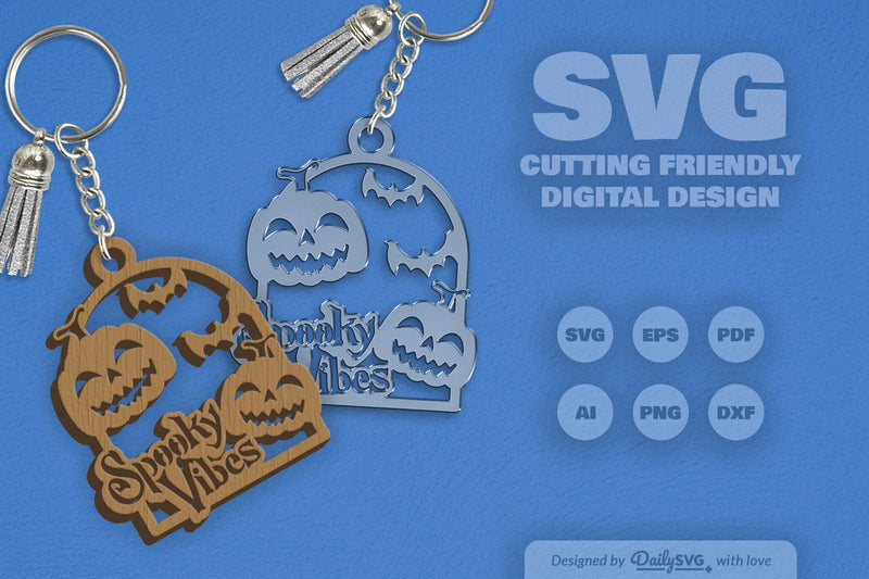 Halloween Pumpkin Spooky Vibes Keychain Clipart - CraftNest - Digital Crafting and Art