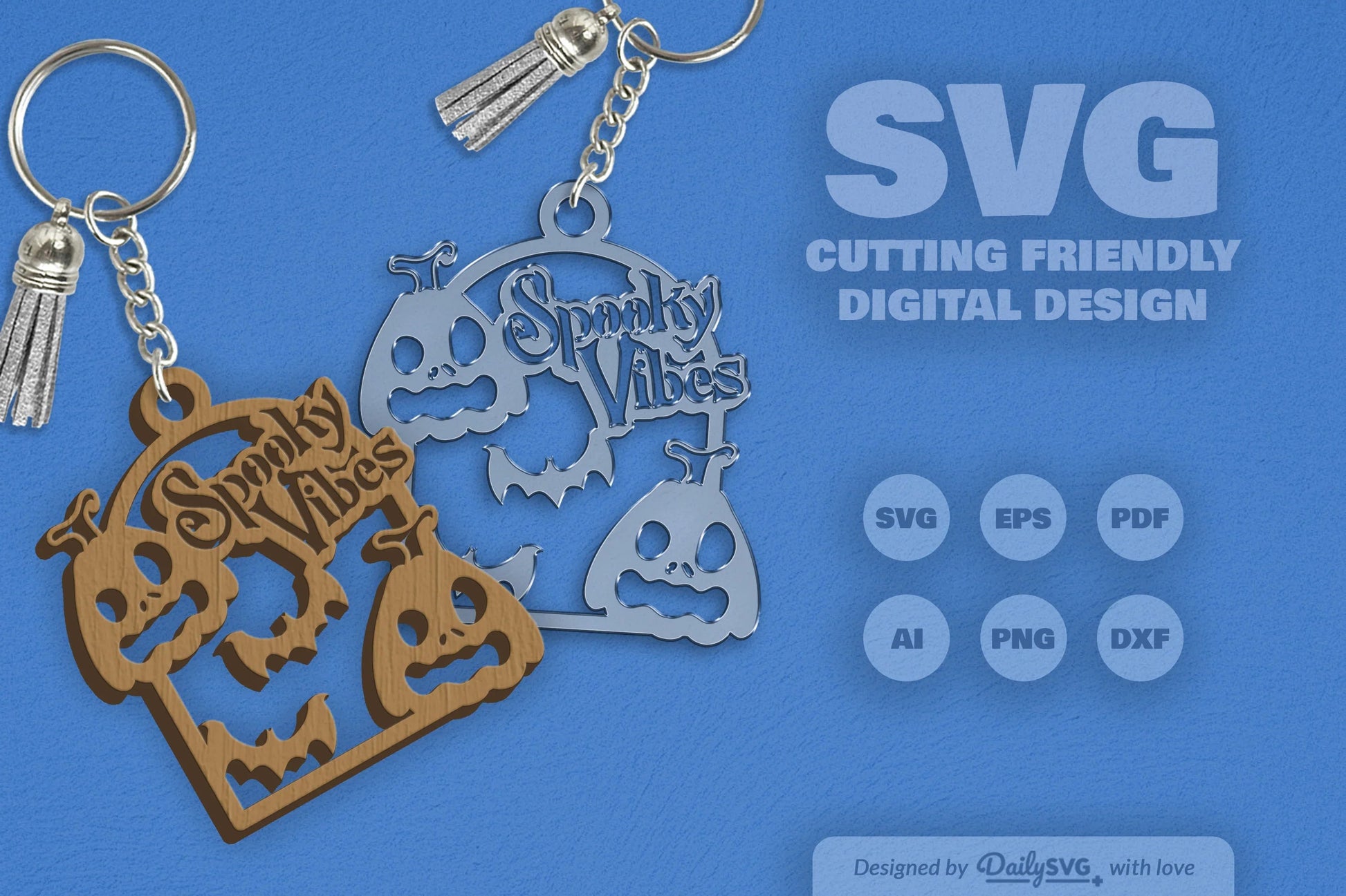 Halloween Pumpkin Spooky Vibes Keychain Clipart - CraftNest - Digital Crafting and Art
