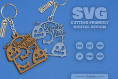 Halloween Pumpkin Spooky Vibes Keychain Clipart - CraftNest - Digital Crafting and Art