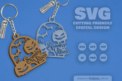Halloween Pumpkin Spooky Vibes Keychain Clipart - CraftNest - Digital Crafting and Art