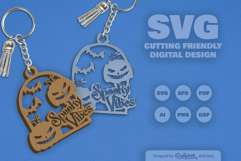Halloween Pumpkin Spooky Vibes Keychain Clipart - CraftNest - Digital Crafting and Art