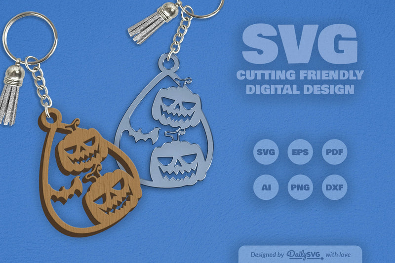 Halloween Pumpkin Tear Drop Keychain Clipart - CraftNest - Digital Crafting and Art