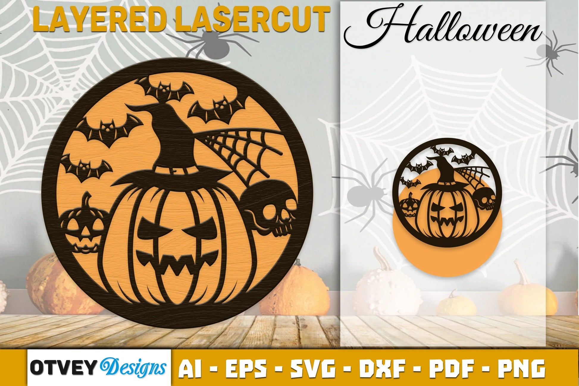 Halloween Round Layered Lasercut SVG Bundle - CraftNest - Digital Crafting and Art