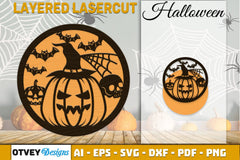 Halloween Round Layered Lasercut SVG Bundle - CraftNest - Digital Crafting and Art