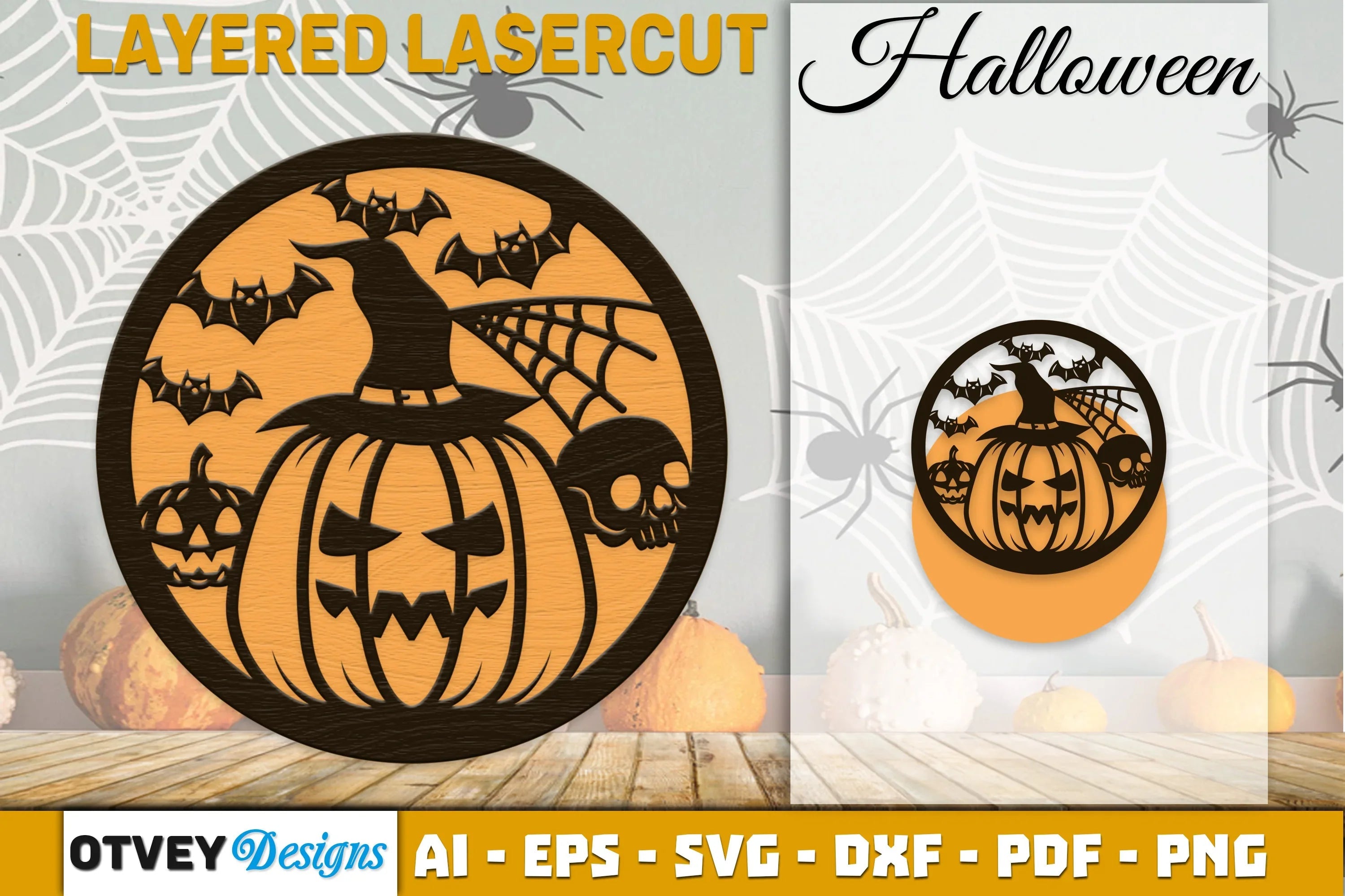 Halloween Round Layered Lasercut SVG Bundle - CraftNest - Digital Crafting and Art