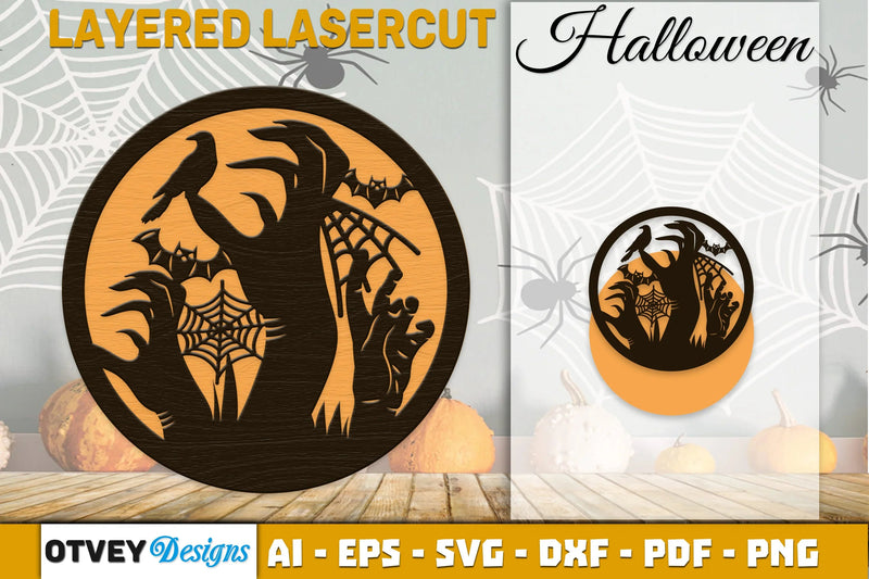 Halloween Round Layered Lasercut SVG Bundle - CraftNest - Digital Crafting and Art