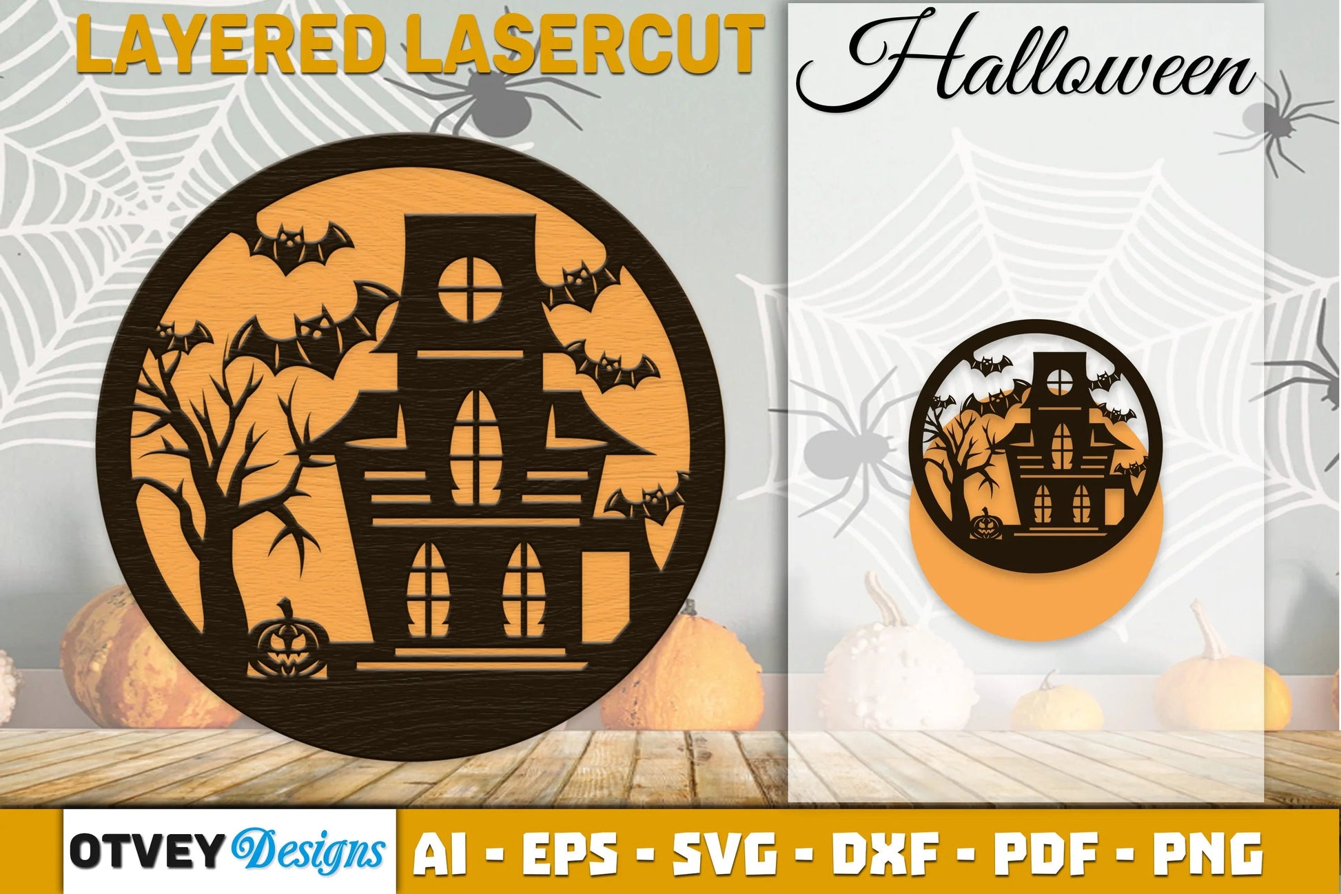 Halloween Round Layered Lasercut SVG Bundle - CraftNest - Digital Crafting and Art