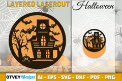 Halloween Round Layered Lasercut SVG Bundle - CraftNest - Digital Crafting and Art