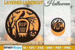Halloween Round Layered Lasercut SVG Bundle - CraftNest - Digital Crafting and Art