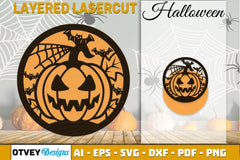 Halloween Round Layered Lasercut SVG Bundle - CraftNest - Digital Crafting and Art